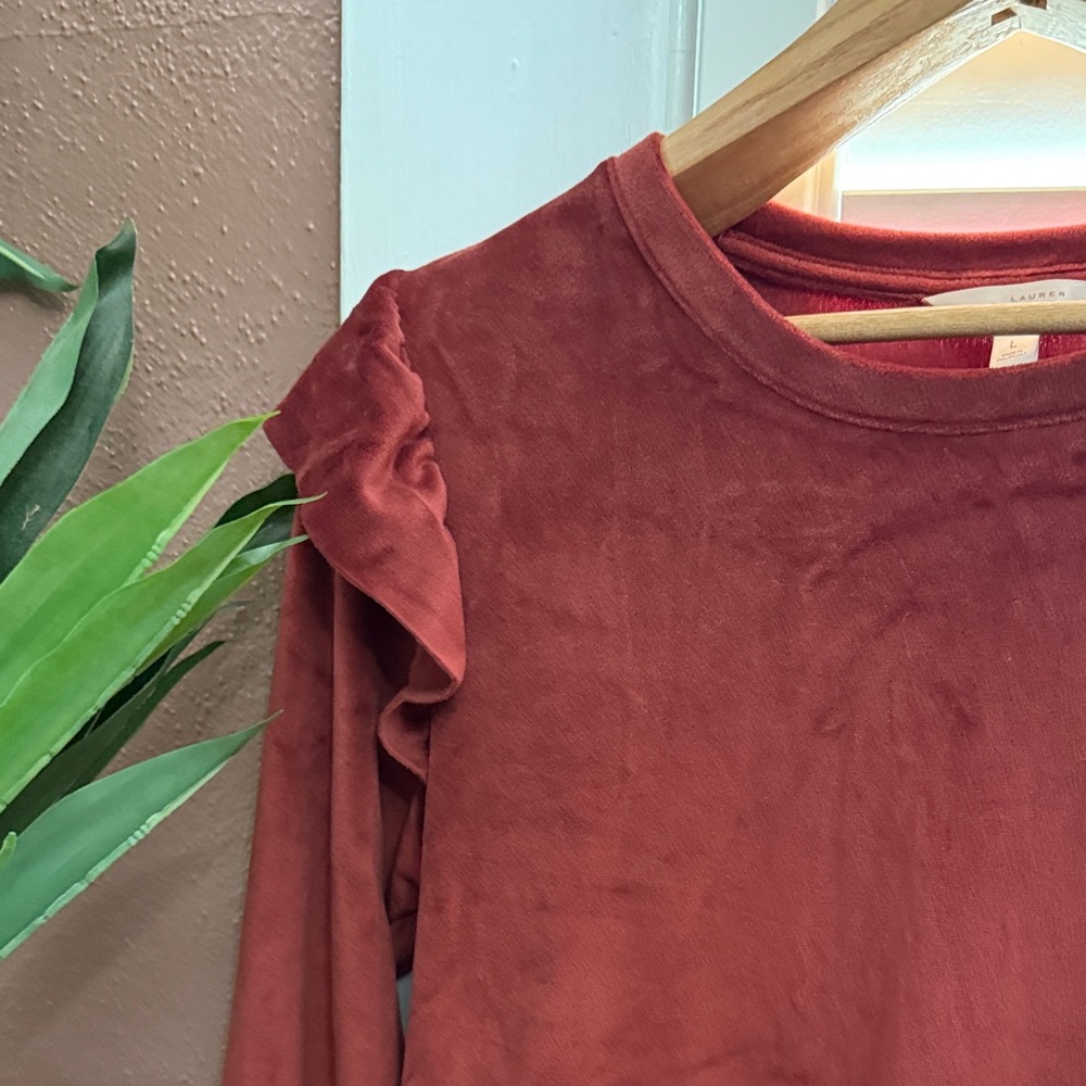 Rust Ruffle Sleeve Top - Picture 2 of 4